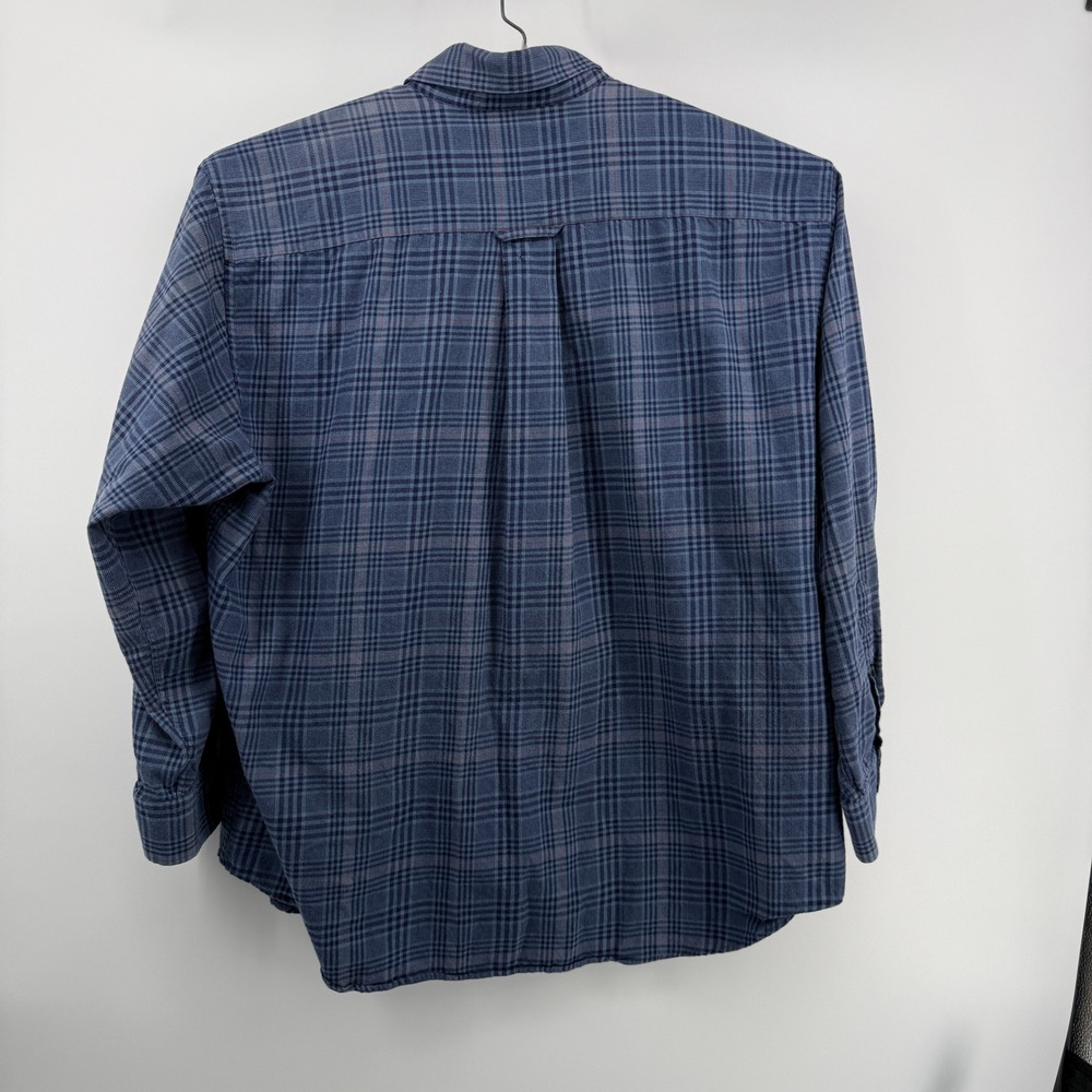 Orvis Button Down Shirt Mens XXL Blue Plaid Long Sleeve Cotton and Merino - Picture 3 of 12